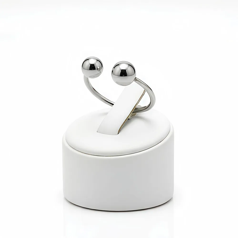 Minimal δαχτυλίδι από ατσάλι με διπλές μπίλιες