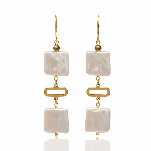 Χειροποίητα Σκουλαρίκια από Ατσάλι με Μαργαριτάρια