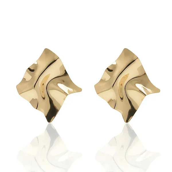 Σκουλαρίκια Ατσάλι Χρυσά Κυματιστά