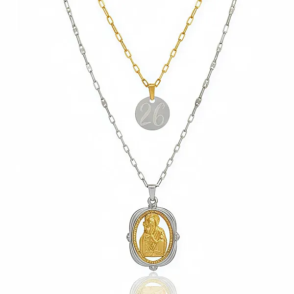 Χειροποίητο Δίχρωμο Γούρι 2026 Μενταγιόν Παναγία