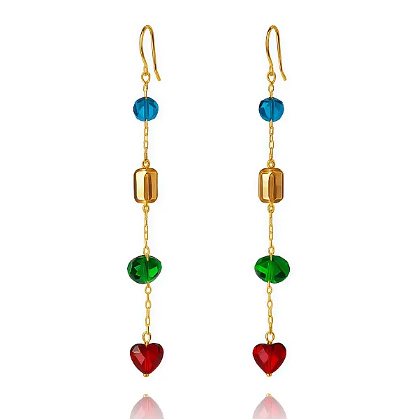 Πολύχρωμα Κρυστάλλινα Σκουλαρίκια από Ατσάλι