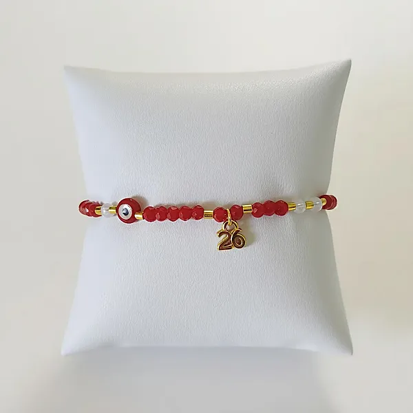 Γούρι 26 Βραχιόλι με Ματάκι κόκκινο