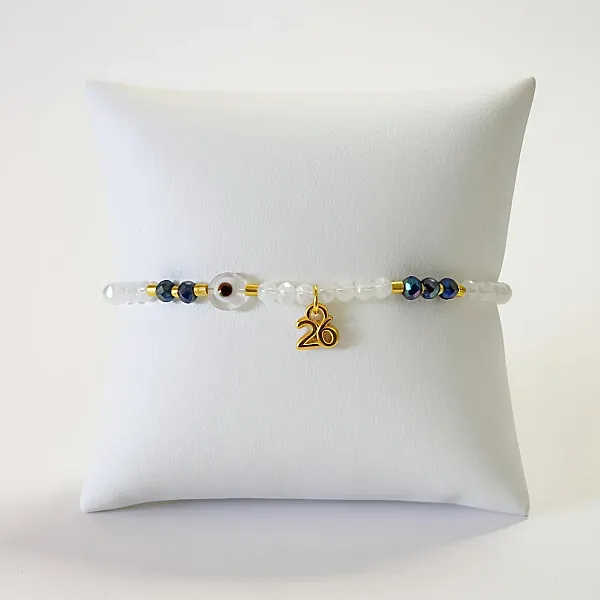 Γούρι 26 Βραχιόλι με Ματάκι Λευκό