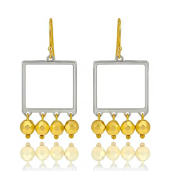 Σκουλαρίκια Διχρωμίας από Ανοξείδωτο Ατσάλι & Αιματίτη 18Κ