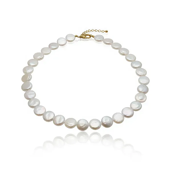 Κολιέ γυναικείο με Πλακέ Πέρλες από Ανοξείδωτο Ατσάλι