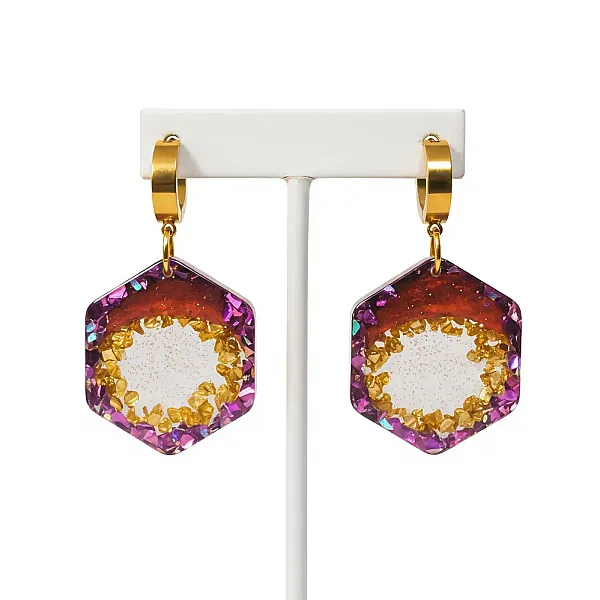 Σκουλαρίκια σε μπορντό χρώμα με χρυσό