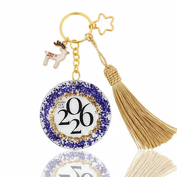 Γούρι χειροποίητο 2026 από Υγρό Γυαλί με χρονολογία