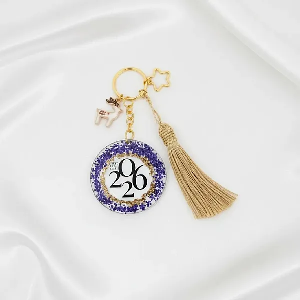 Γούρι χειροποίητο 2026 από Υγρό Γυαλί με χρονολογία