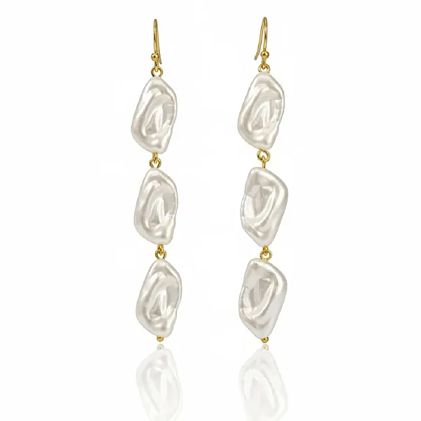 Χειροποίητα  Κρεμαστά Σκουλαρίκια με Baroque Πέρλες Ανοξείδωτο Ατσάλι