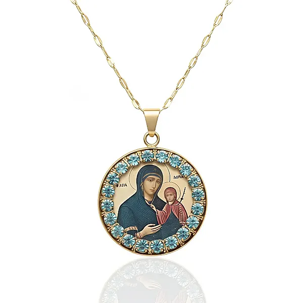 Χειροποίητο Μενταγιόν Αγία Άννα  Ατσάλι Χρυσό