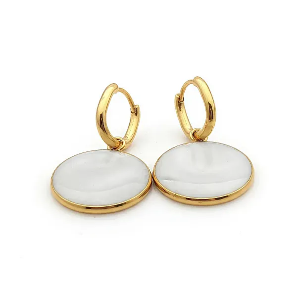 Σκουλαρίκια Χειροποίητα  με Επίπεδο Στοιχείο στρογγυλό Ατσάλι