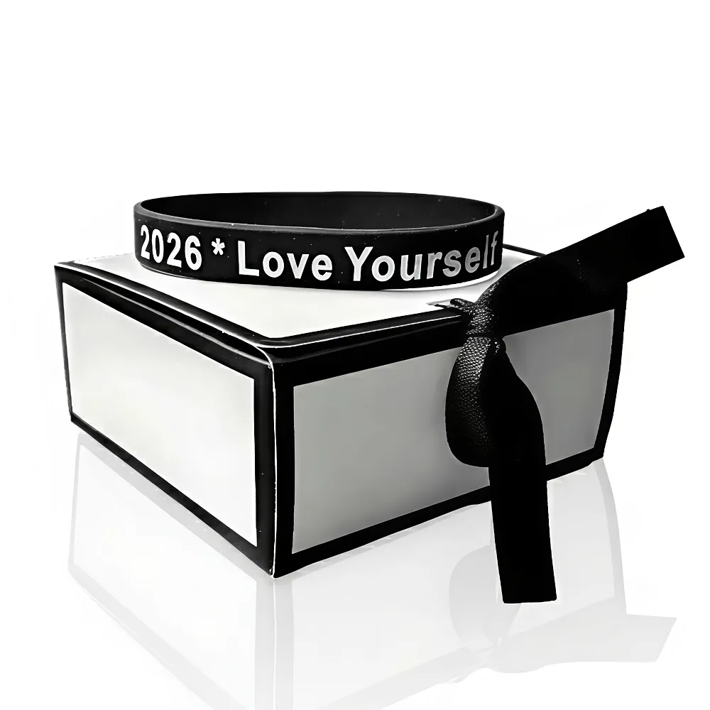 Γούρι Βραχιόλι Σιλικόνης  με Μήνυμα  love yourself