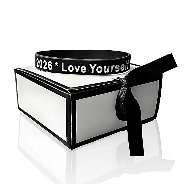 Γούρι Βραχιόλι Σιλικόνης  με Μήνυμα  love yourself