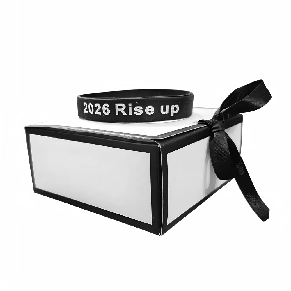 Βραχιόλι Σιλικόνης Γούρι 2026 Unisex Μαύρο με Λευκά Γράμματα