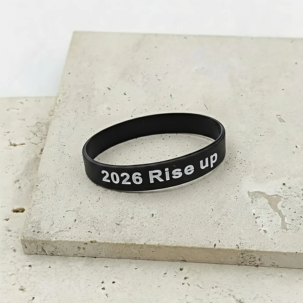 Βραχιόλι Σιλικόνης Γούρι 2026 Unisex Μαύρο με Λευκά Γράμματα