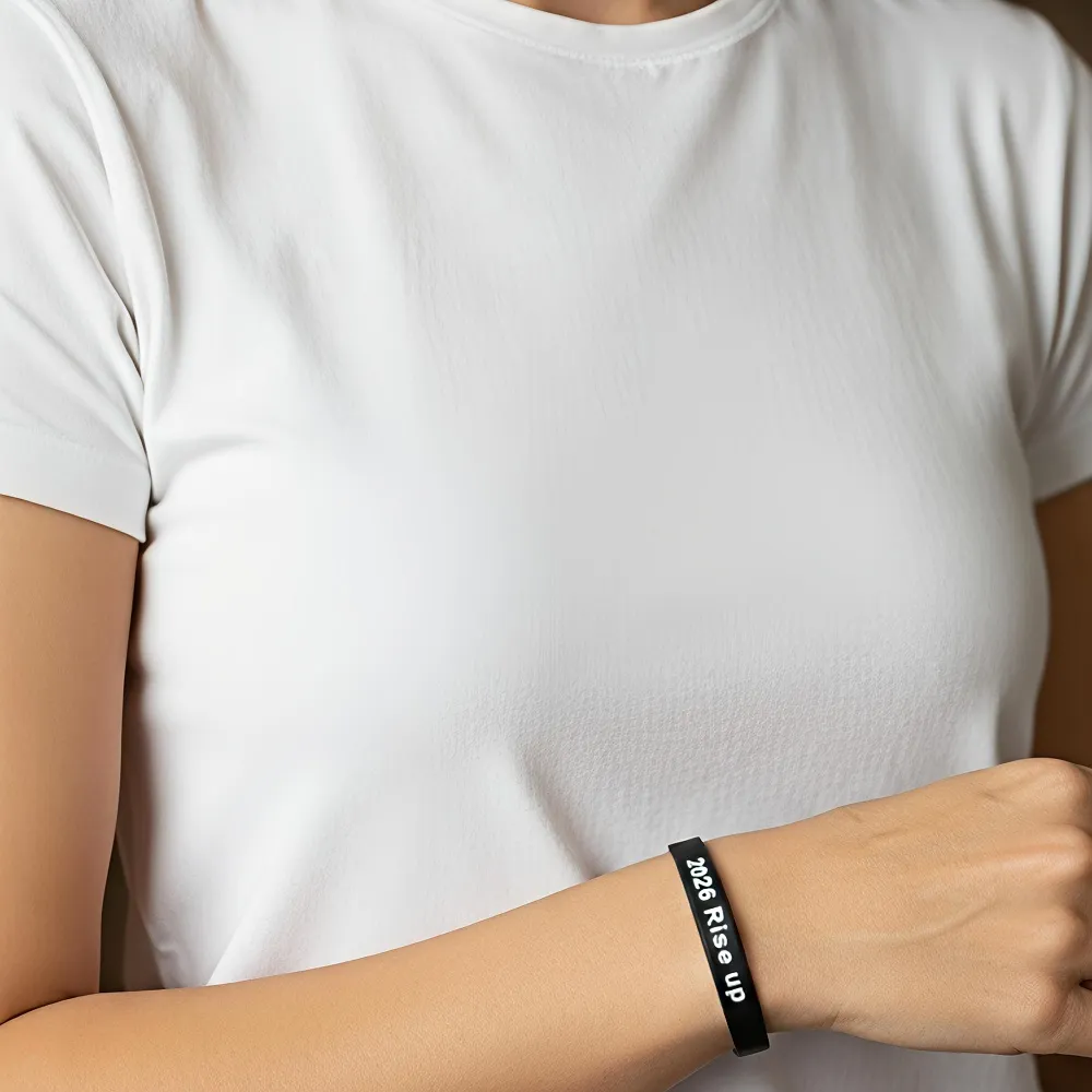 Βραχιόλι Σιλικόνης Γούρι 2026 Unisex Μαύρο με Λευκά Γράμματα