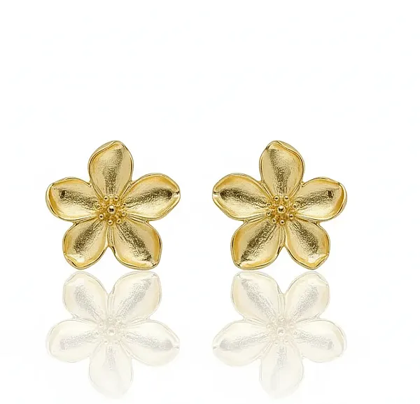 Σκουλαρίκια λουλούδι επιχρυσωμένο ατσάλι