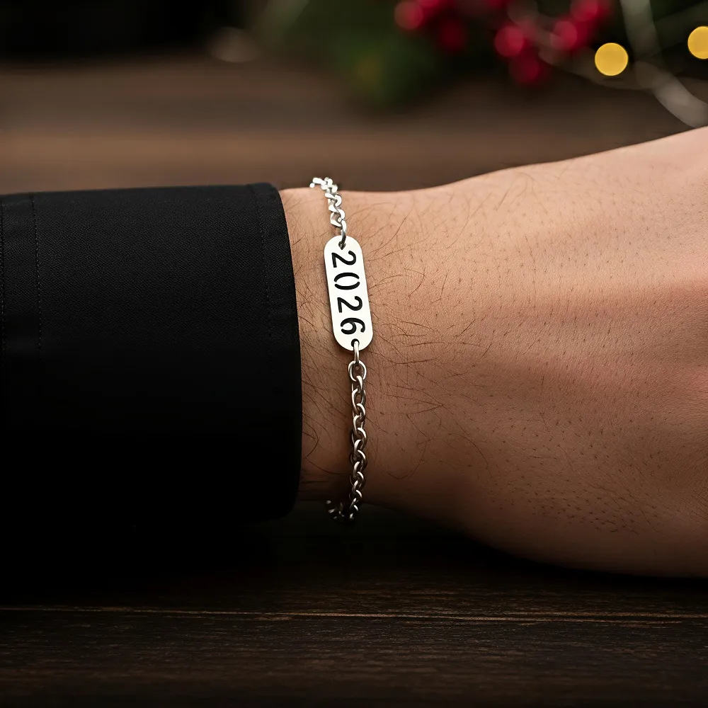 Ανδρικό Βραχιόλι Γούρι 2026 από Ανοξείδωτο Ατσάλι  Ταυτότητα