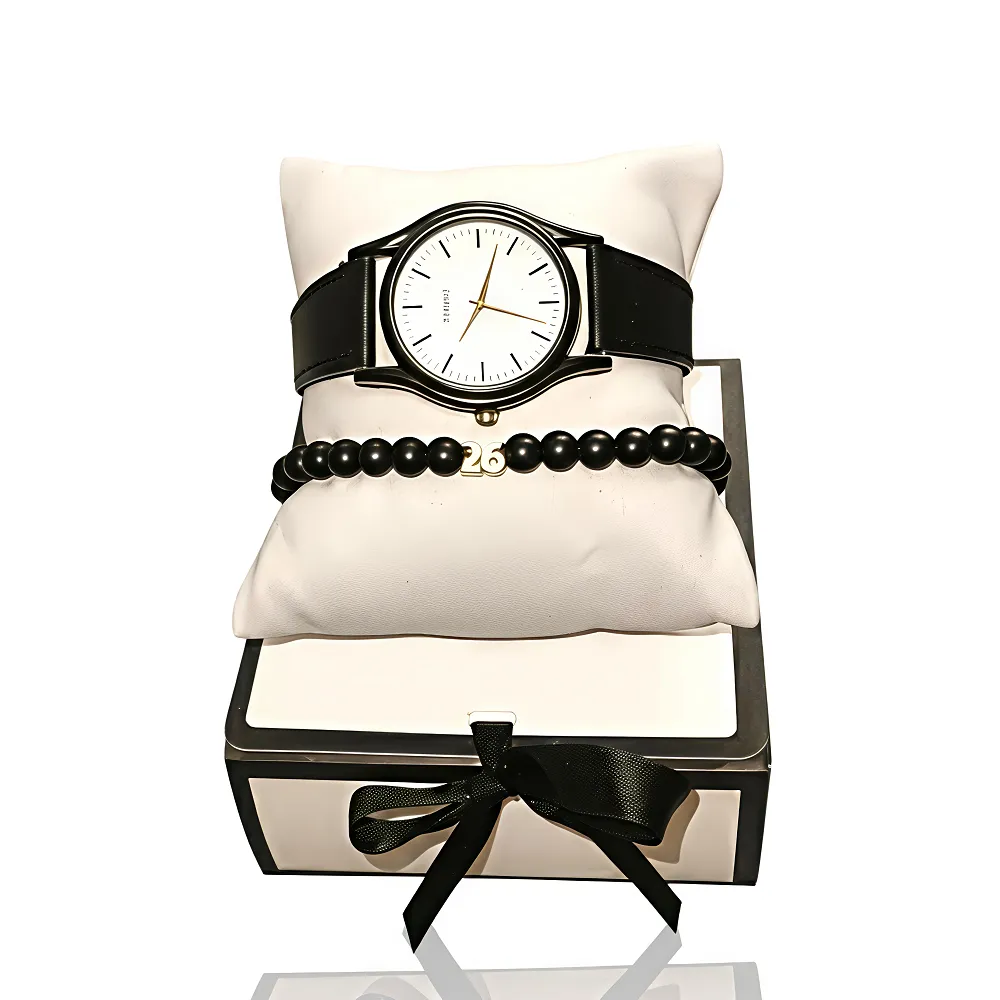 Ανδρικό σετ δώρου γούρι 2026 με ρολόι quartz και χειροποίητο βραχιόλι