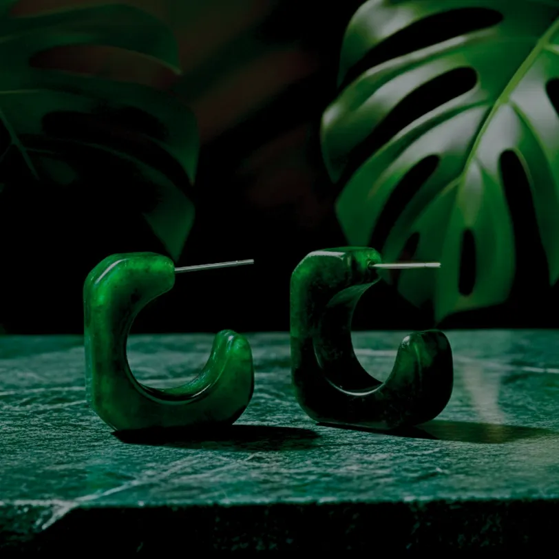 Ακρυλικά Πράσινα Σκουλαρίκια  με Νερά Καρφάκι Ατσάλι