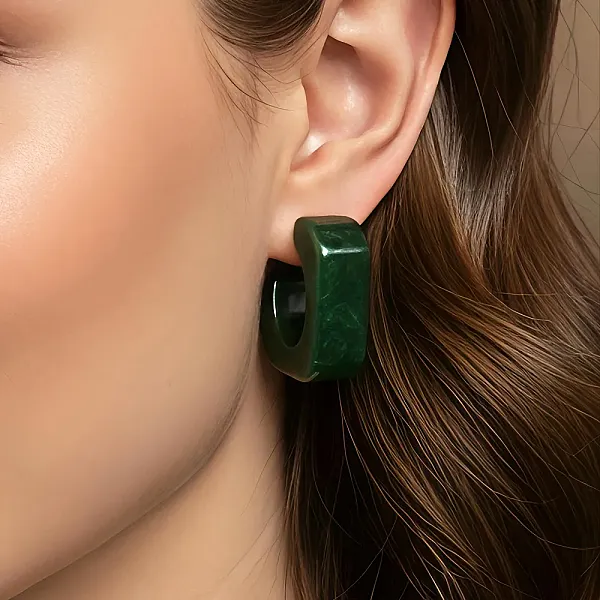 Ακρυλικά Πράσινα Σκουλαρίκια  με Νερά Καρφάκι Ατσάλι