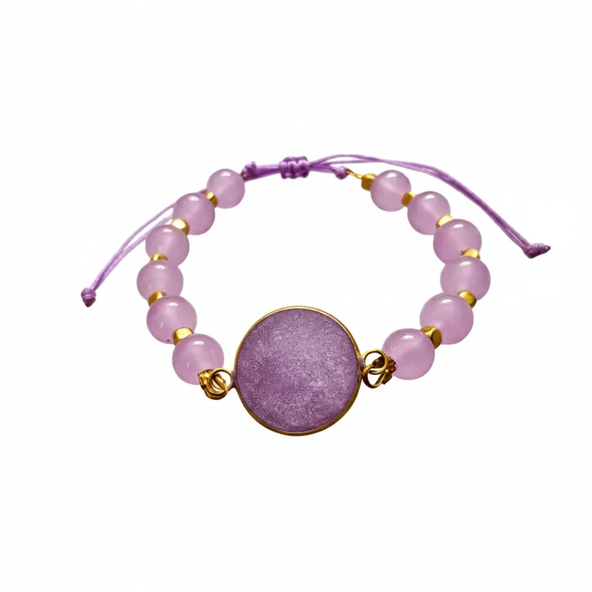 Χειροποίητο Βραχιόλι Μωβ με Υγρό Γυαλί