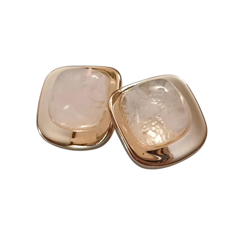 Χρυσά Σκουλαρίκια με Ημιδιάφανο Λευκό Σχέδιο  Ελαφριά & Καθημερινά