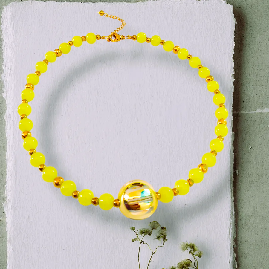 Κολιέ γυναικείο κίτρινο χρώμα