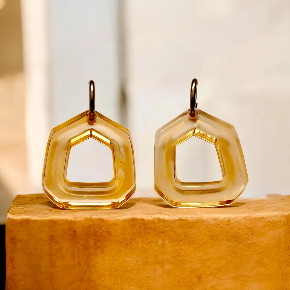 Χειροποίητα Σκουλαρίκια Υγρό Γυαλί  "Sunbeam" Υποαλλεργικά