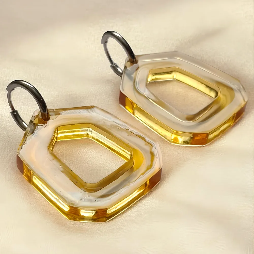 Χειροποίητα Σκουλαρίκια Υγρό Γυαλί  "Sunbeam" Υποαλλεργικά