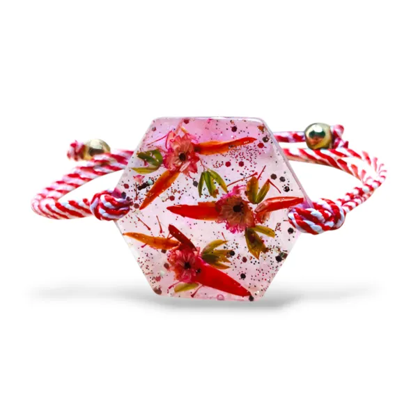 Μαρτάκι Χειροποίητο από Υγρό Γυαλί με Αληθινά Λουλούδια  πολύγωνο