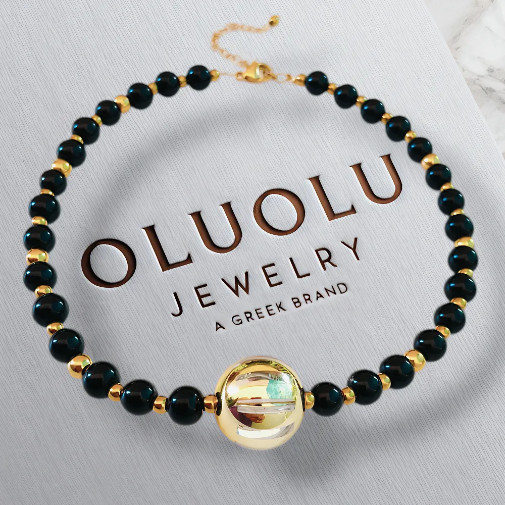 Κολιέ γυναικείο σε μαύρο χρώμα