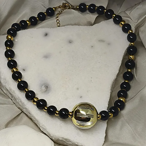 Κολιέ γυναικείο σε μαύρο χρώμα