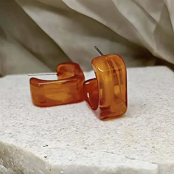 Ακρυλικά  tartaruga Σκουλαρίκια με Νερά  Ατσάλι