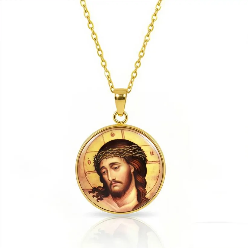 Φυλαχτό Ιησούς Χριστός με Αγκάθινο Στεφάνι από Ανοξείδωτο Ατσάλι Χειροποίητο