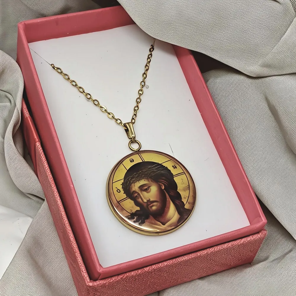 Φυλαχτό Ιησούς Χριστός με Αγκάθινο Στεφάνι από Ανοξείδωτο Ατσάλι Χειροποίητο