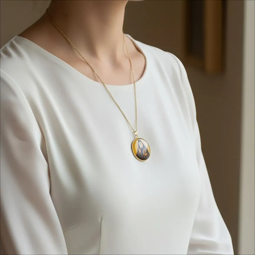 Φυλαχτό Αγίου Πορφυρίου από ανοξείδωτο ατσάλι με υγρό γυαλί χειροποίητο