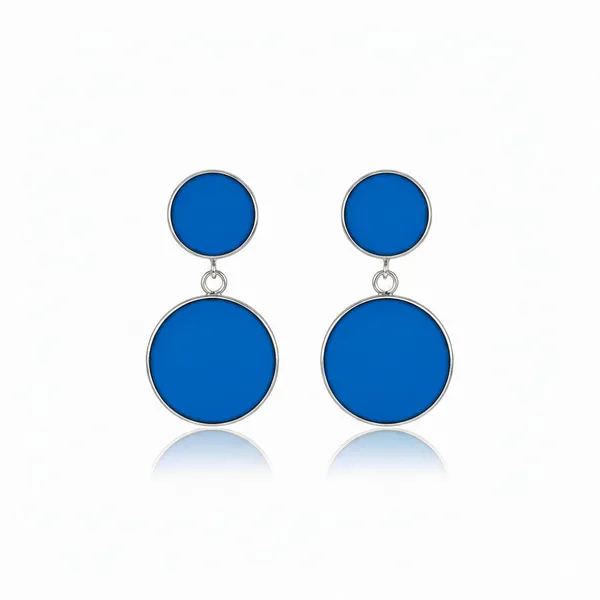 Σκουλαρίκια Χειροποίητα από ανοξείδωτο ατσάλι με μπλε ηλεκτρικ σμάλτο