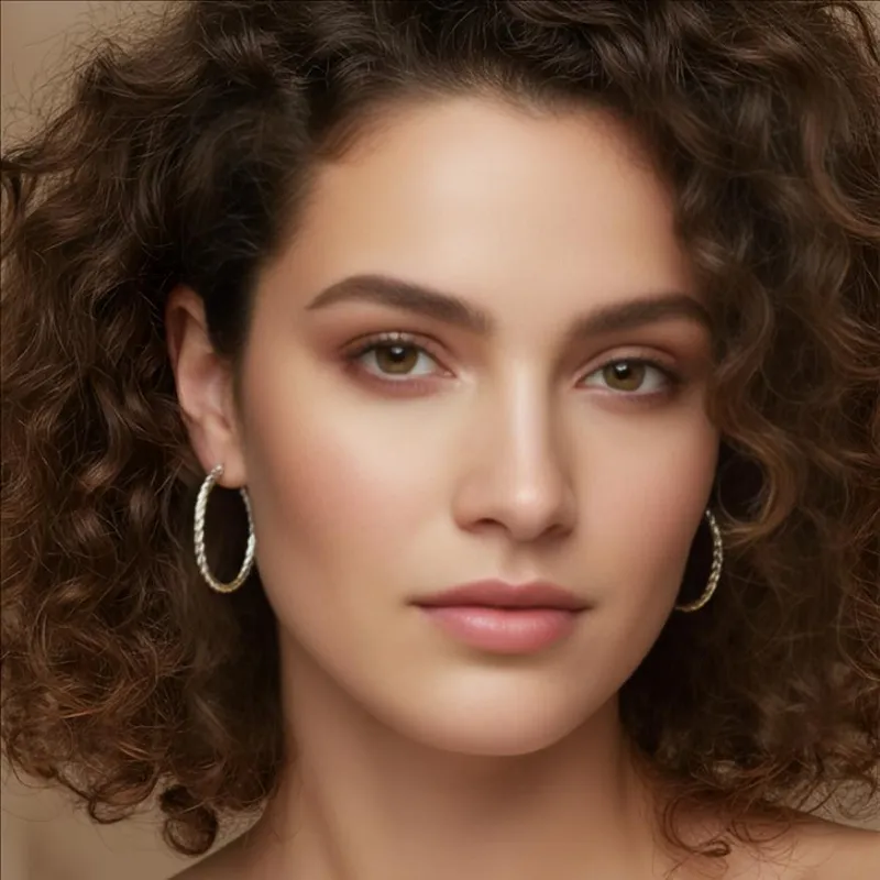 Γυναικεία  Σκουλαρίκια Στριφτά Πλακέ  Ατσάλι 316L