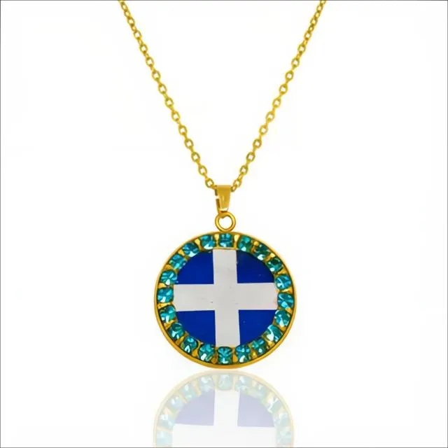 Μενταγιόν Ελληνική Σημαία Ξηράς με Σταυρό