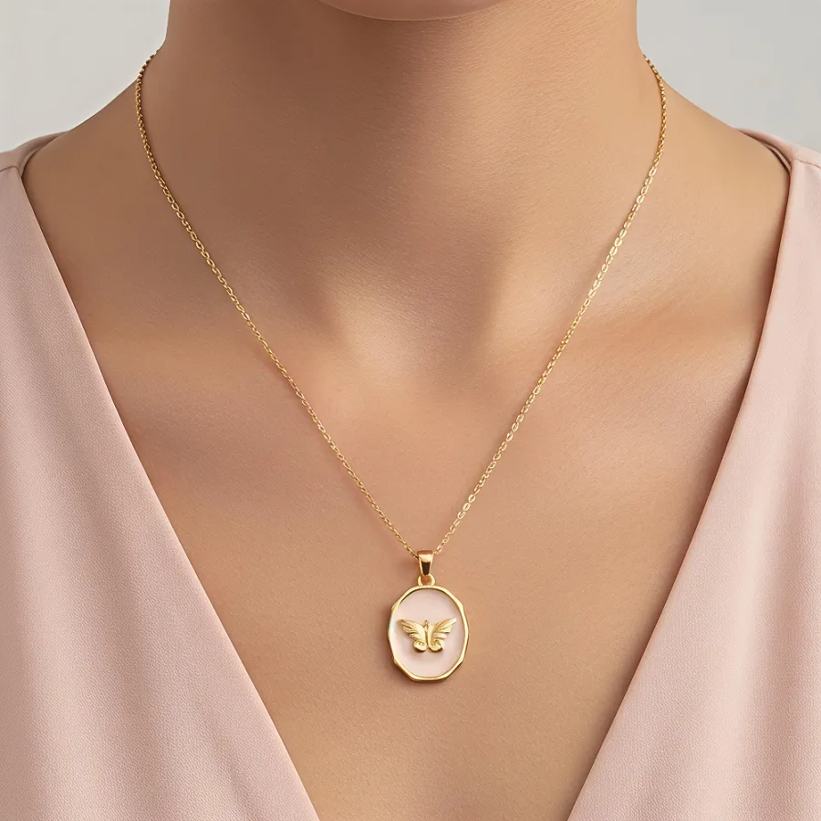 Μενταγιόν  που Ανοίγει για 2 Φωτογραφίες με Πεταλούδα Ροζ Smalto  Ατσάλι