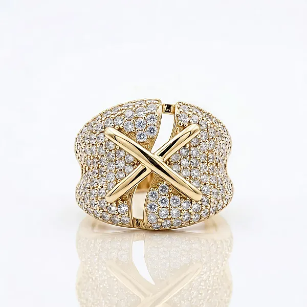 Γυναικείο επιχρυσωμένο δαχτυλίδι από ανοξείδωτο ατσάλι με ζιργκόν one size