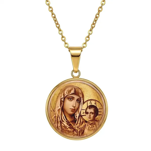 Φυλαχτό Παναγία Ιεροσολυμίτισσα Ατσάλι Μικρό Μέγεθος