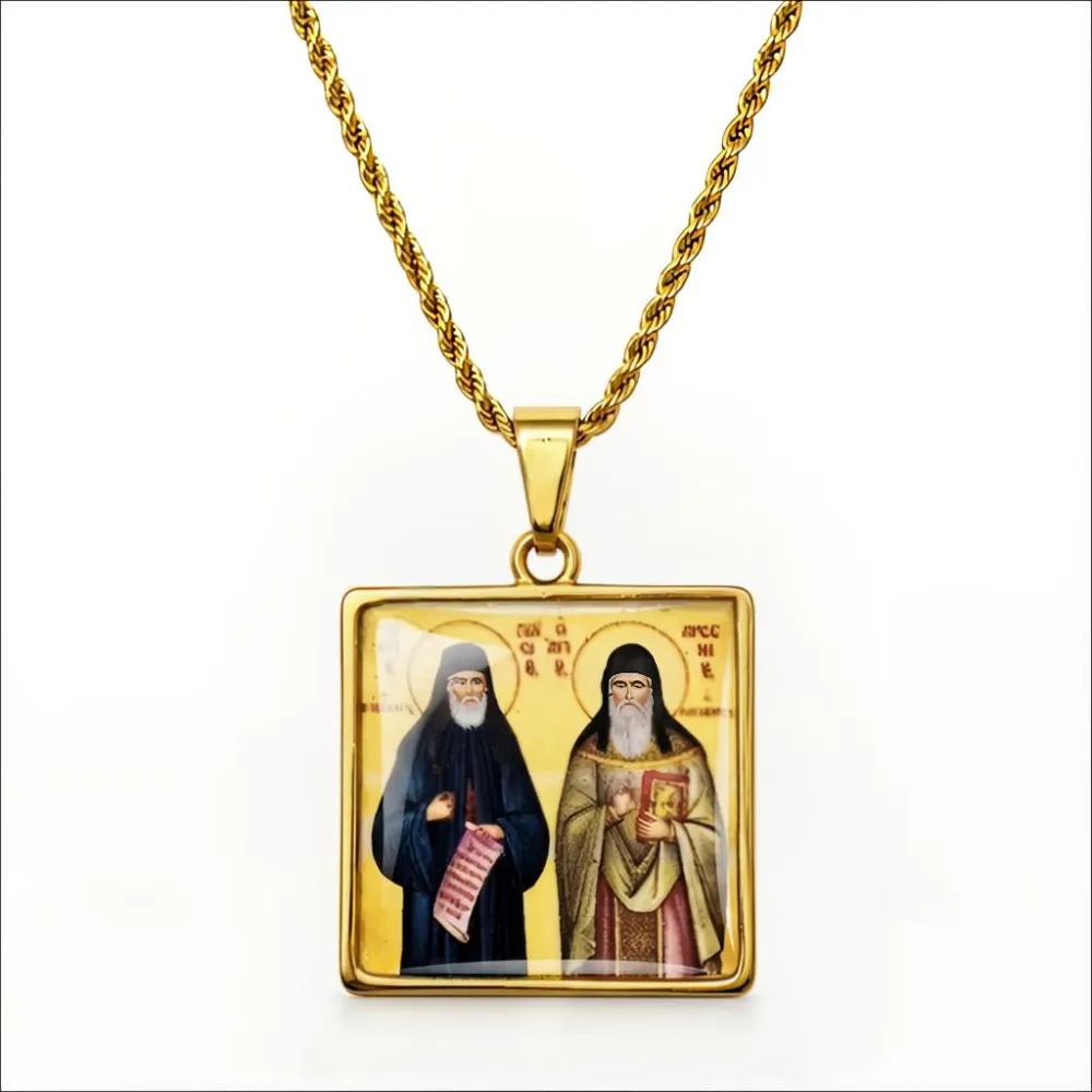 Χειροποίητο Φυλαχτό με Άγιο Παΐσιο & Άγιο Αρσένιο Ατσάλι