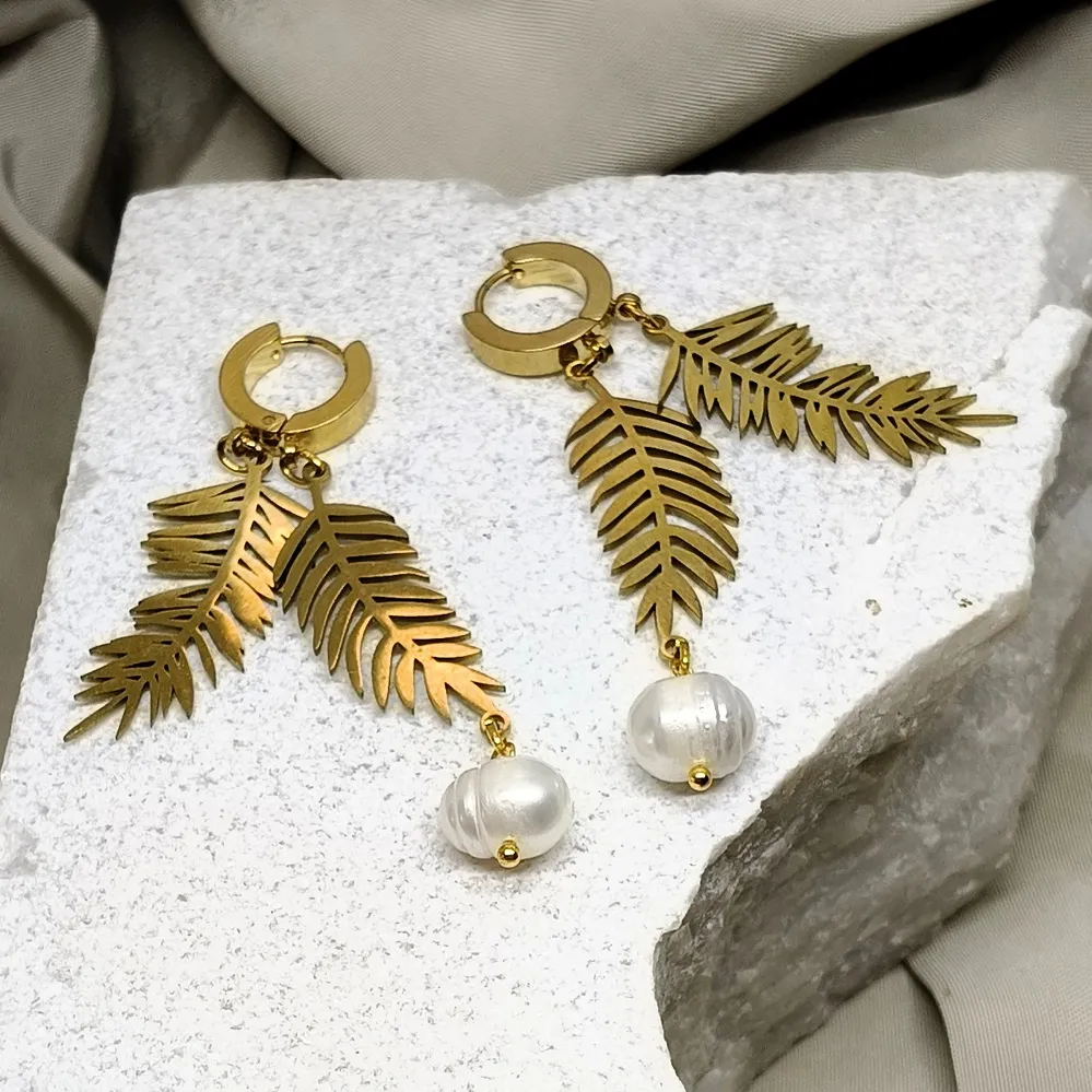 Σκουλαρίκια διπλό φύλλο φοίνικα