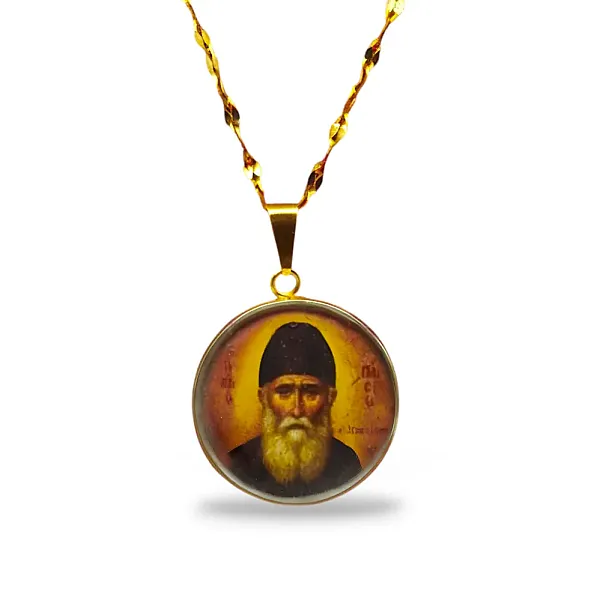 Μενταγιόν Άγιος Παΐσιος από ανοξείδωτο ατσάλι