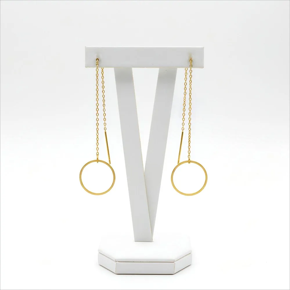 Γυναικεία Σκουλαρίκια Ατσάλι Χρυσά με Αλυσίδα και Κρίκο