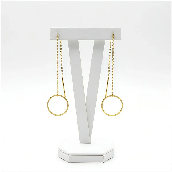 Γυναικεία Σκουλαρίκια Ατσάλι Χρυσά με Αλυσίδα και Κρίκο