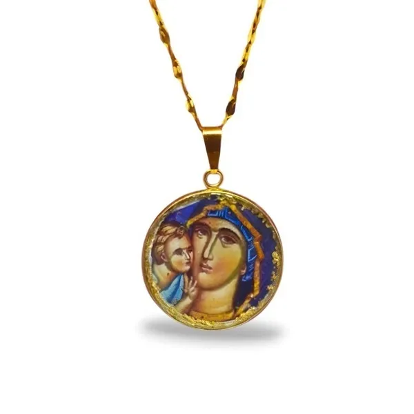 Μενταγιόν Παναγία από Ανοξείδωτο Ατσάλι