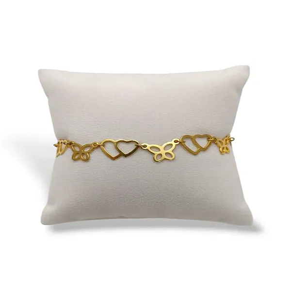 Βραχιόλι από Ατσάλι Χρυσό με Καρδιές & Πεταλούδες
